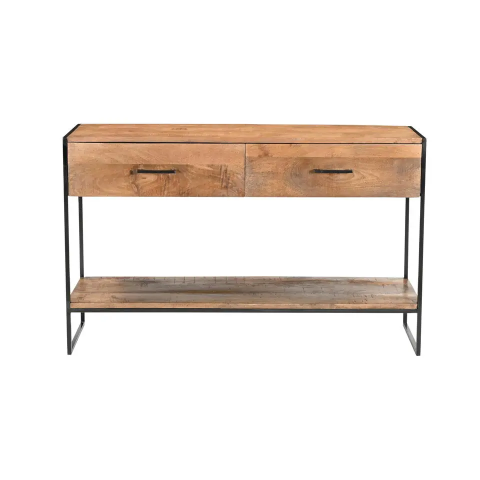Sidetable Naturel Mangohout - Metaal - 120x35x75cm - Elin