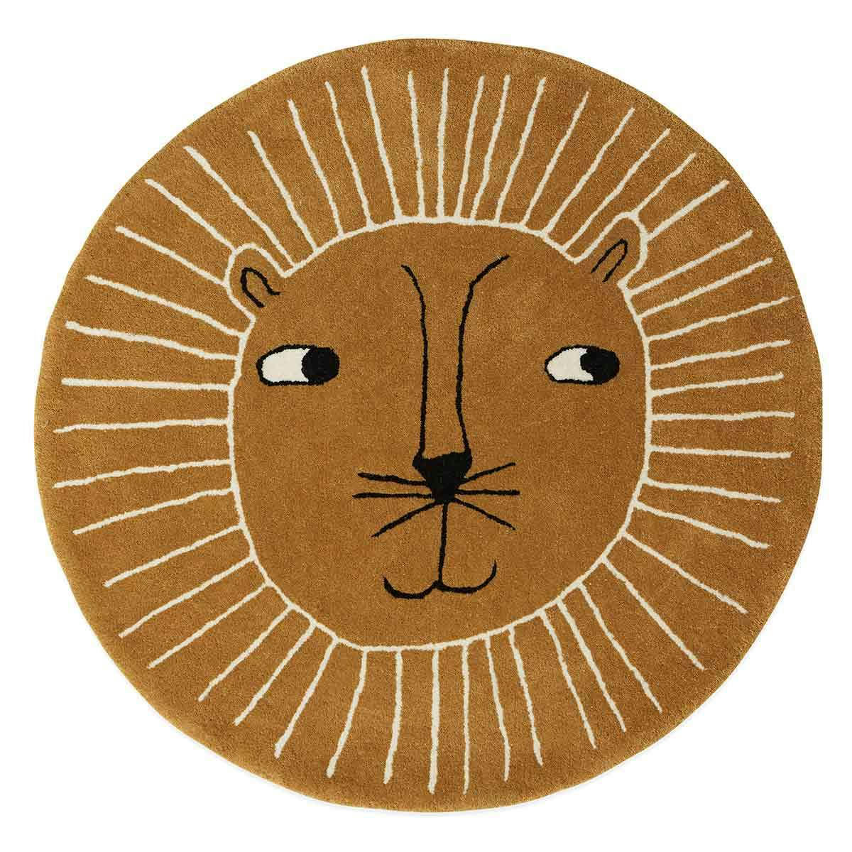 LION - Tapis marron en laine et en coton Ø95cm
