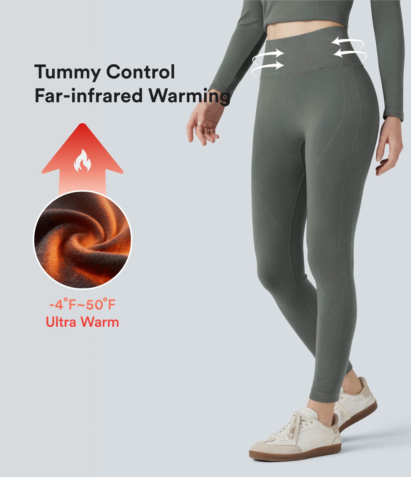 Legging 7/8 thermique gainant taille haute sans couture HeatCore OneForm Seamless Flow