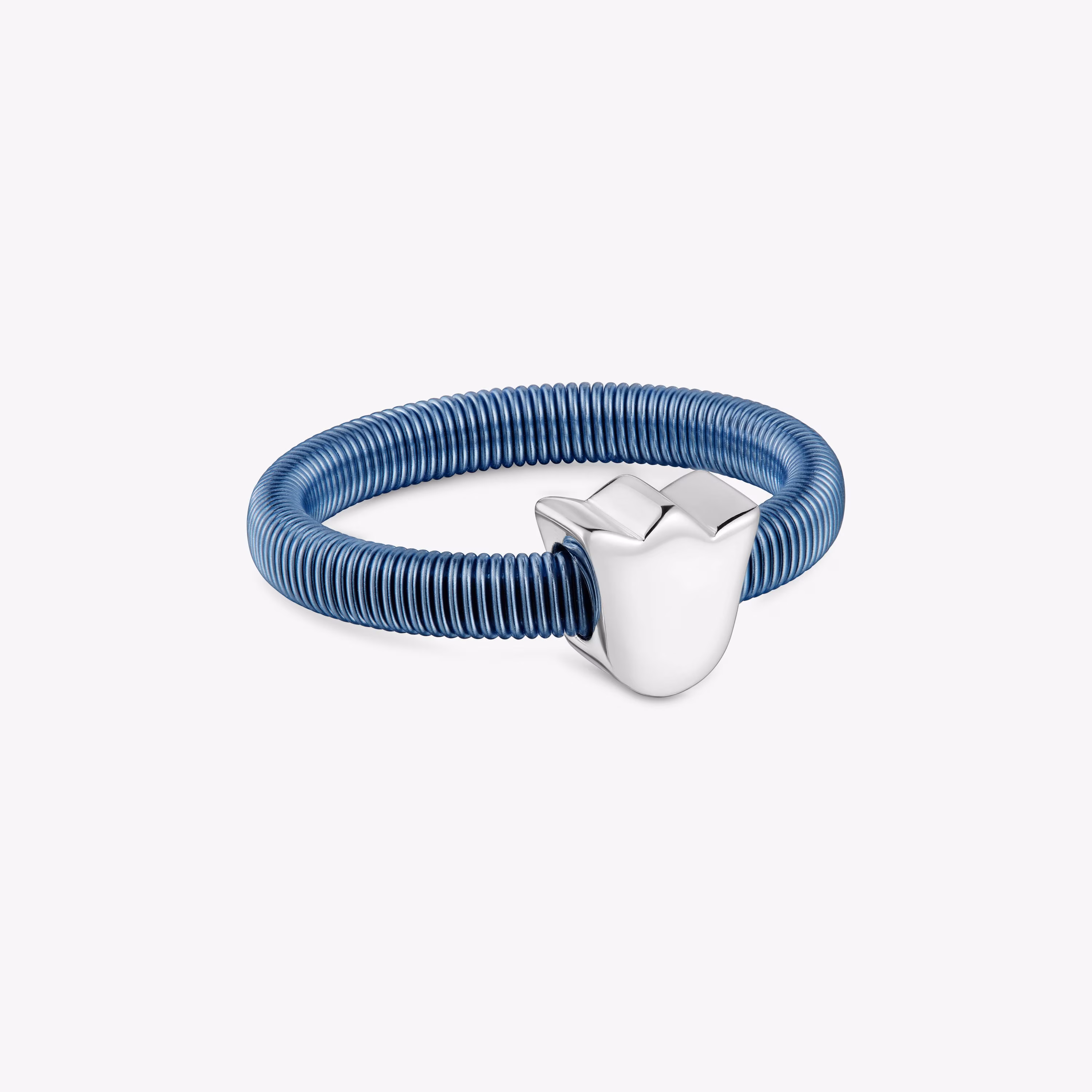 Anillo tulipa de plata y acero azul TOUS Mesh Tube