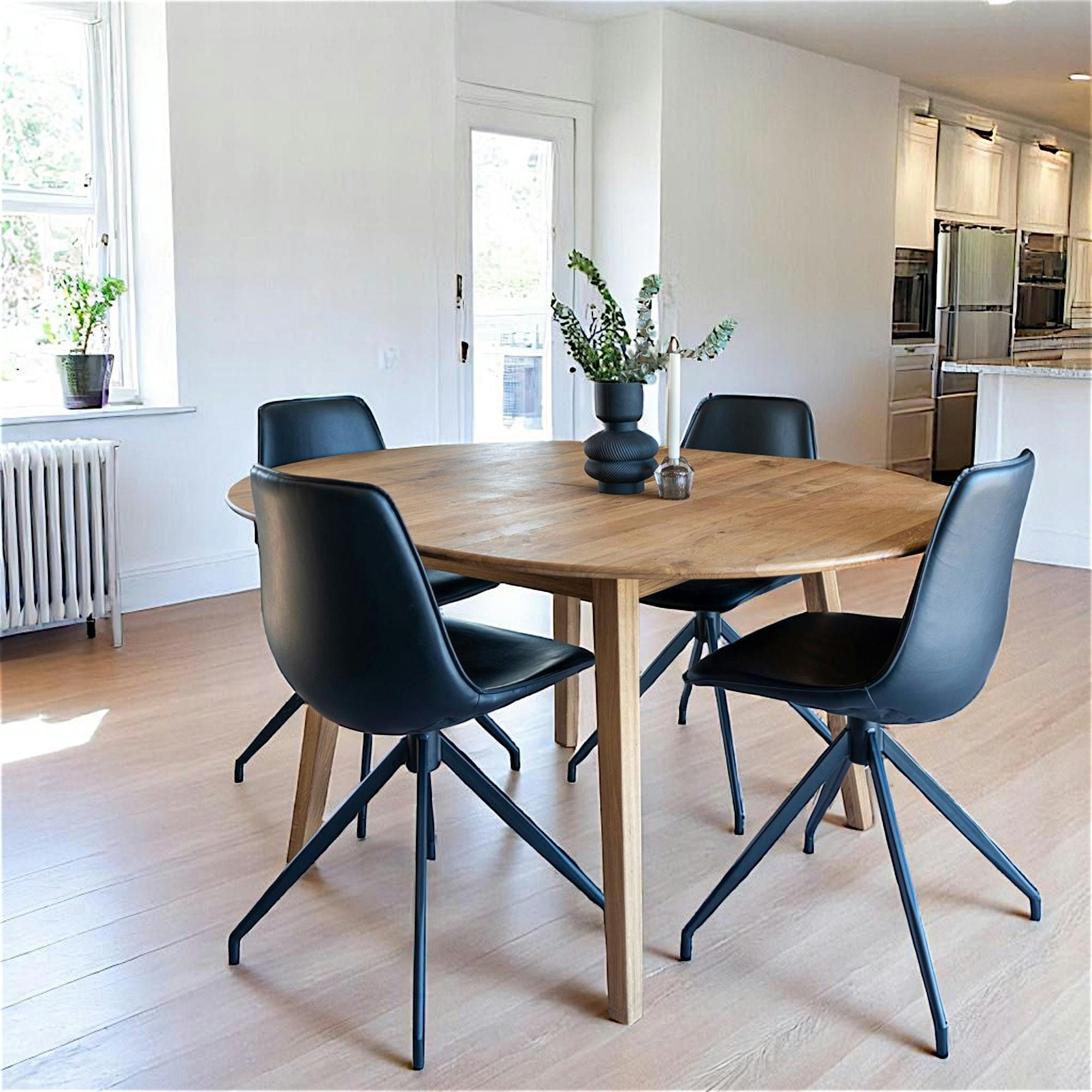 Chaise pivotante noire avec couture (lot de 2) AMSTERDAM