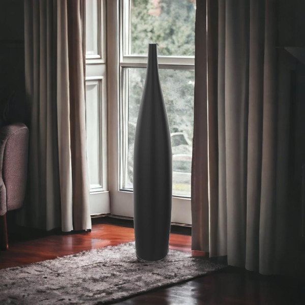 Czarny Wysoki Wazon Podłogowy Ceramiczny - 70cm Mat