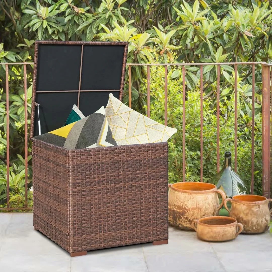 Outdoor Wicker Storage Box 90 Gallon Resin Deck Box