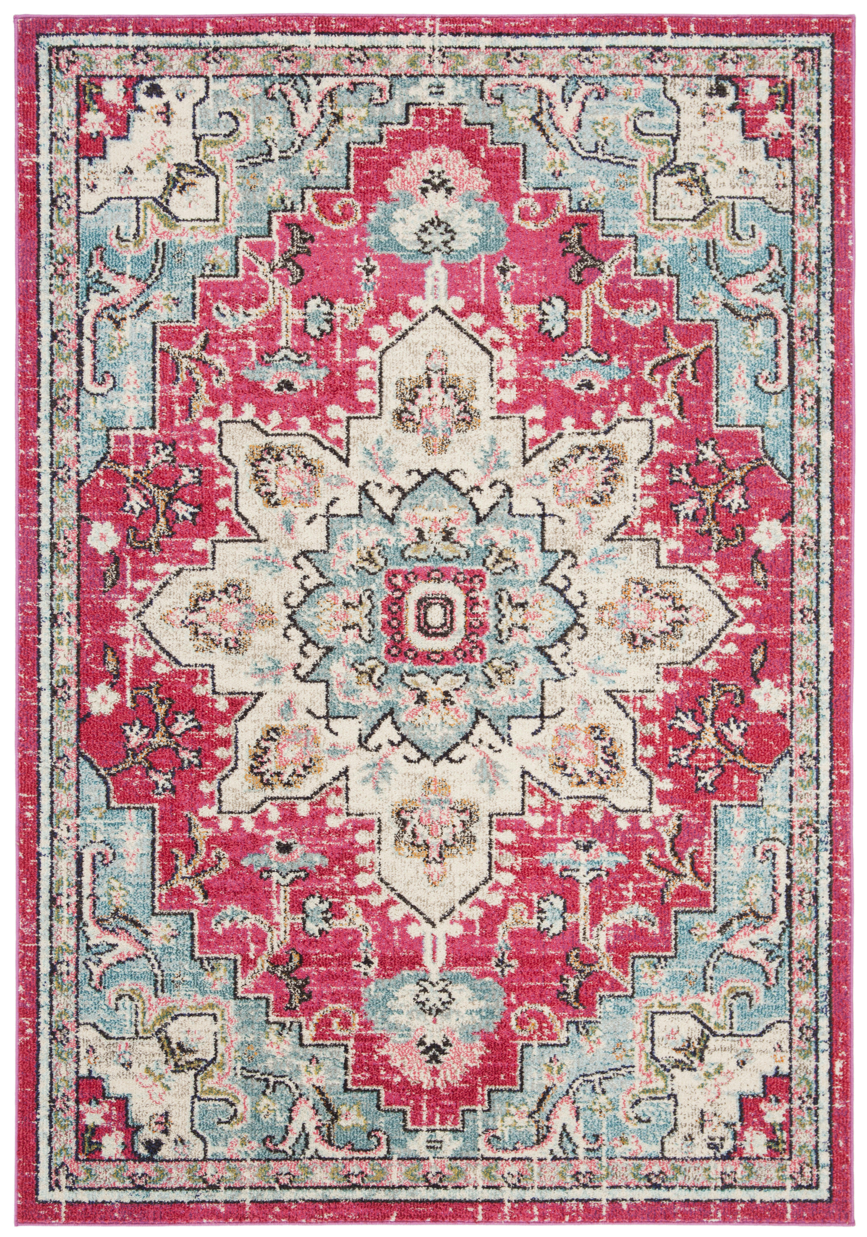 MADISON - Tapis de salon interieur en fuchsia & bleu, 122 x 183 cm