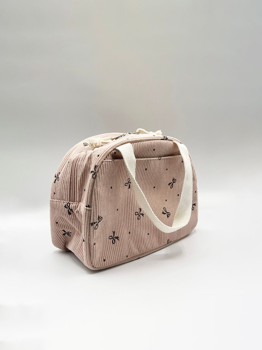 SVNX Corduroy Insulated Lunch Holdall In Pink Bow