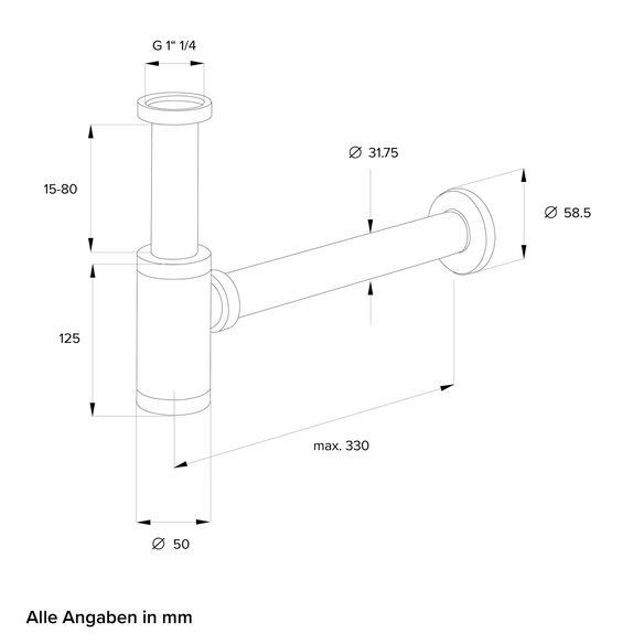 Design-Siphon, Messing, 1 1/4