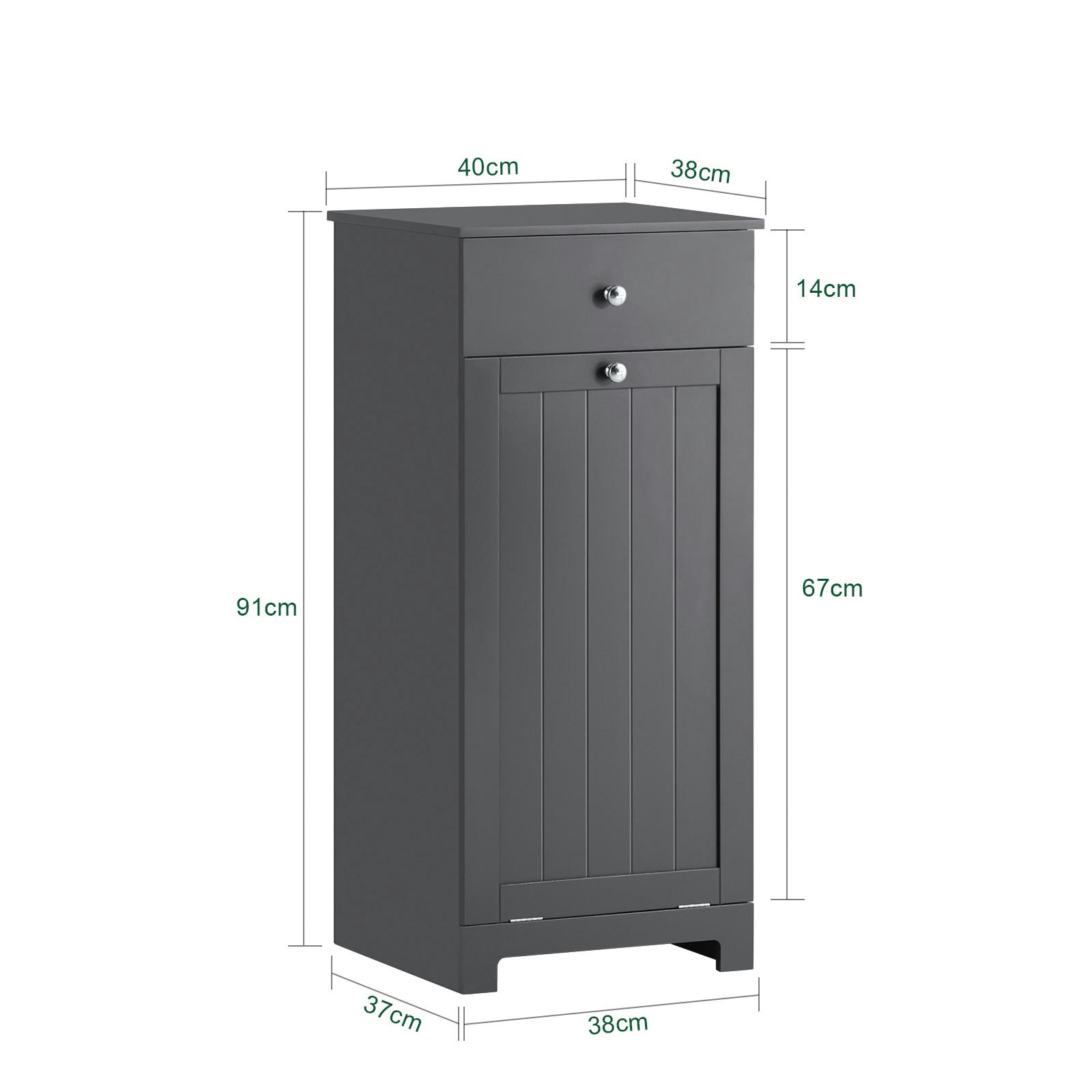- Armoire toilette effet bois gris foncé 1 tiroir et 1 panier à linge