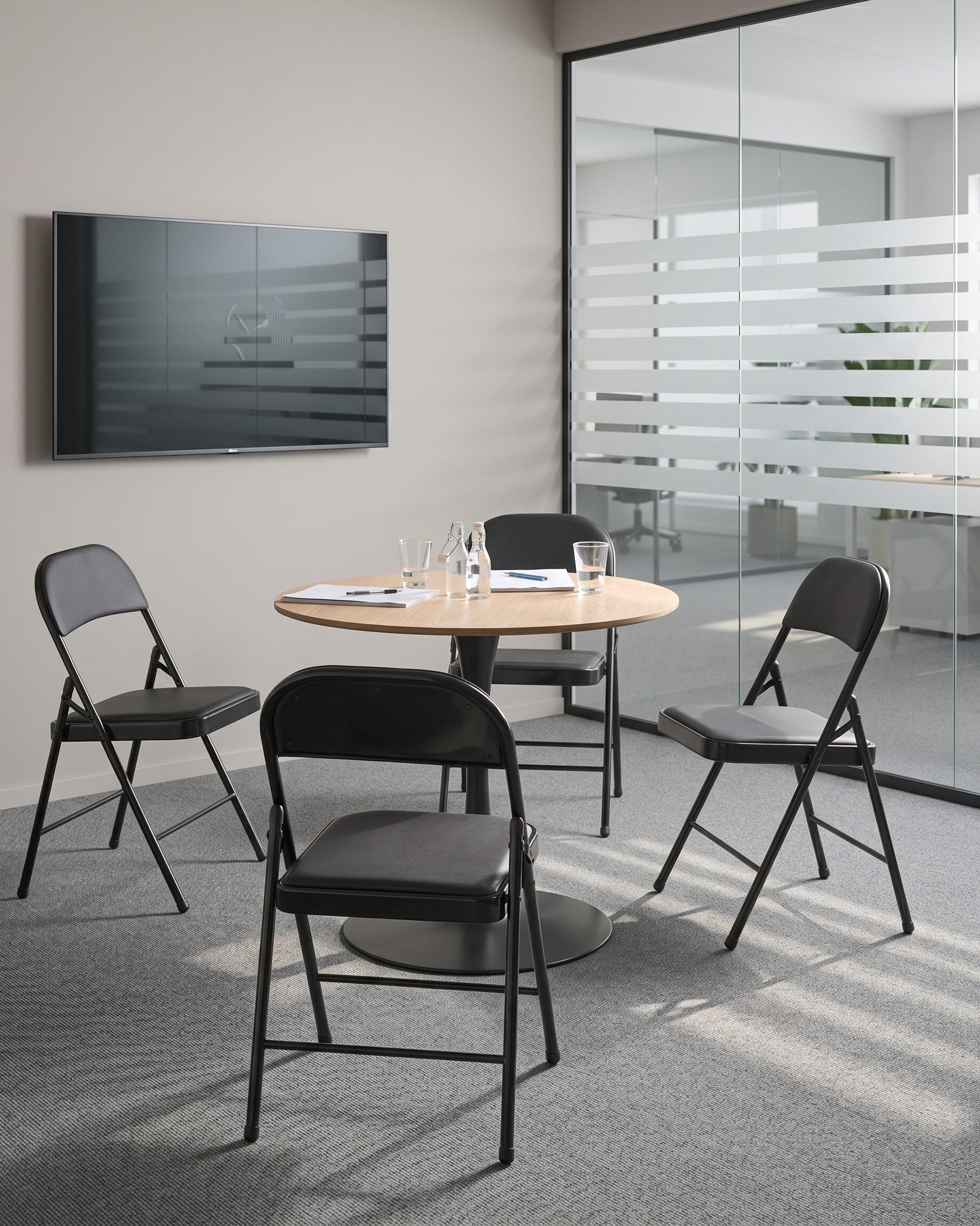 Set of 4 Folding Chairs SHASTA Metal Black