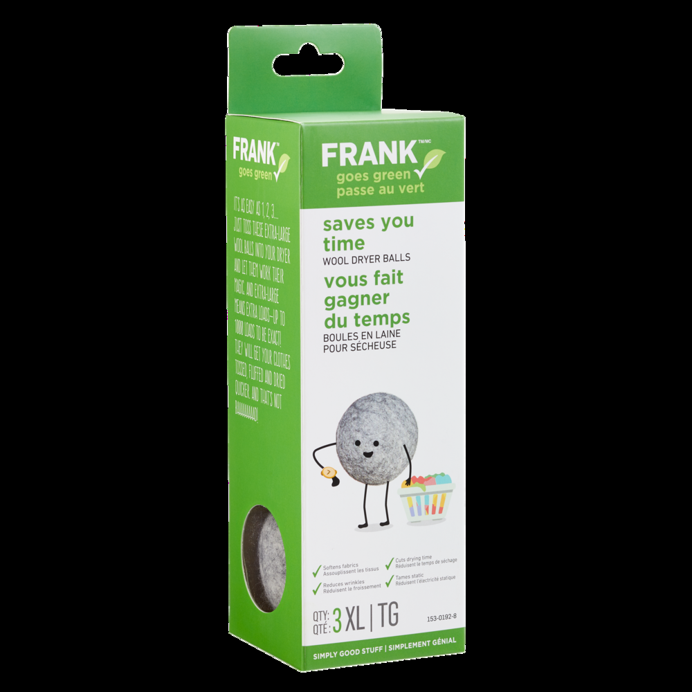 FRANK Wool Dryer Balls, Unscented, 3-pk