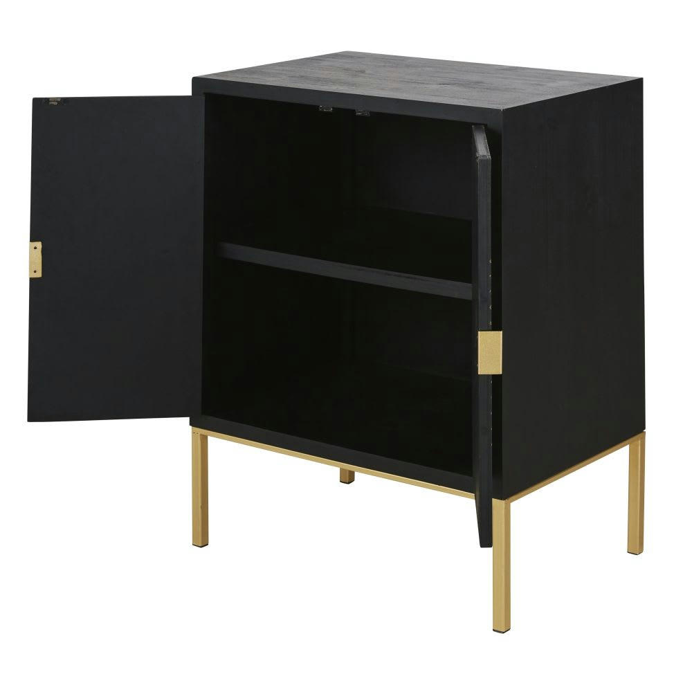 Clapham - Buffet 2 portes noir mat et gravure dorée
