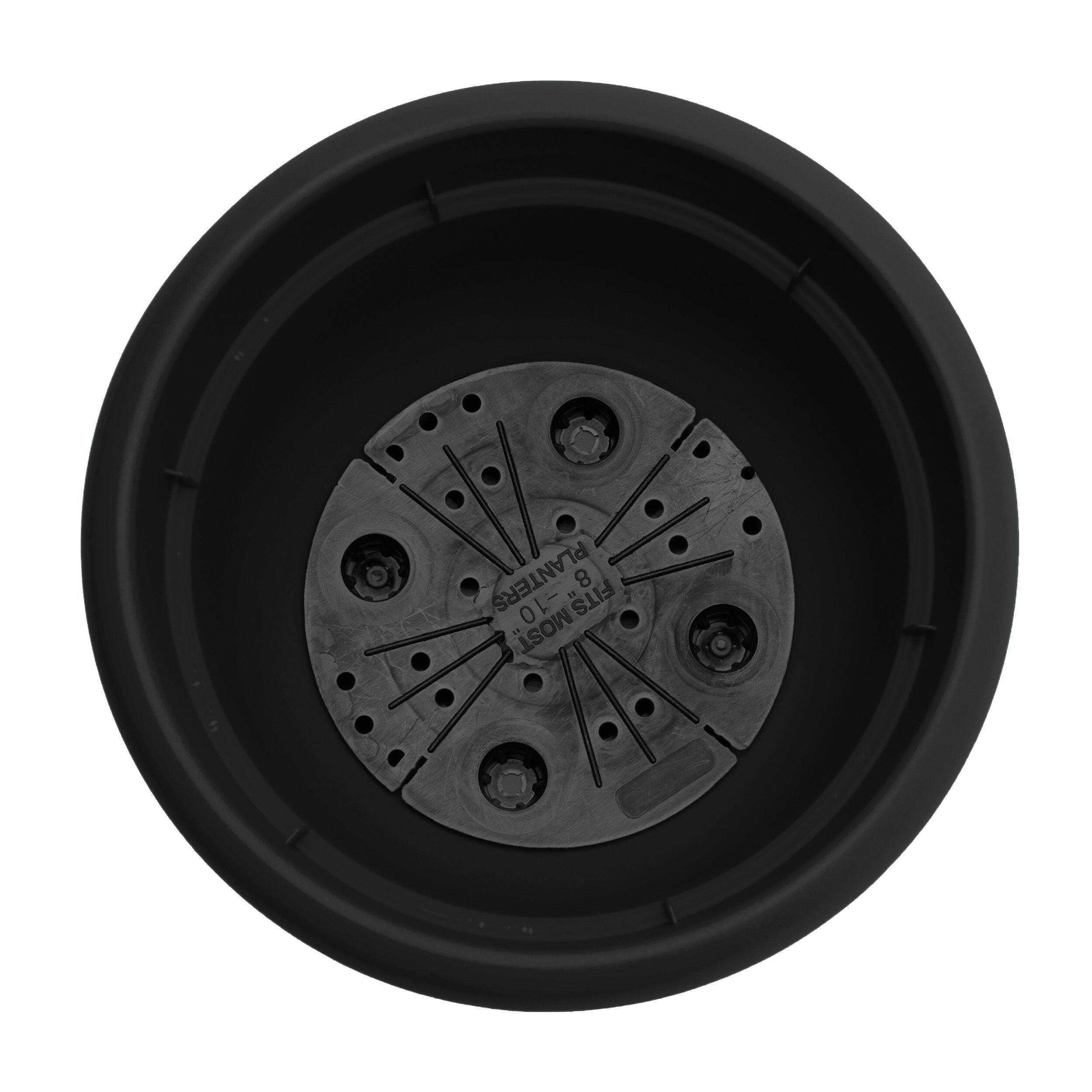 Bloem Ariana Self Watering Plastic Round Planter with Saucer Tray, 8-in, Black