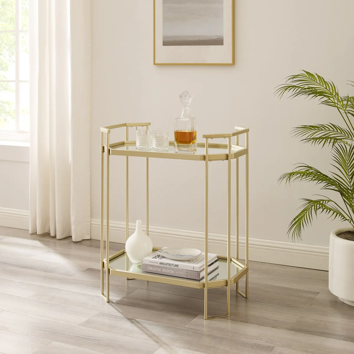 Modern Glam Mirror-Top Accent Table