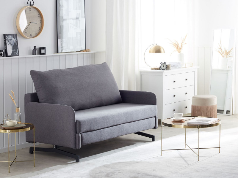 Sofa rozkładana funkcja spania łóżko szara