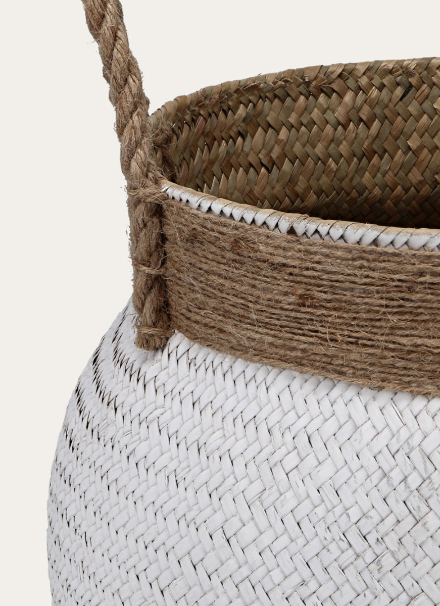 PANIER CORDE EN JONC BLANC/BEIGE