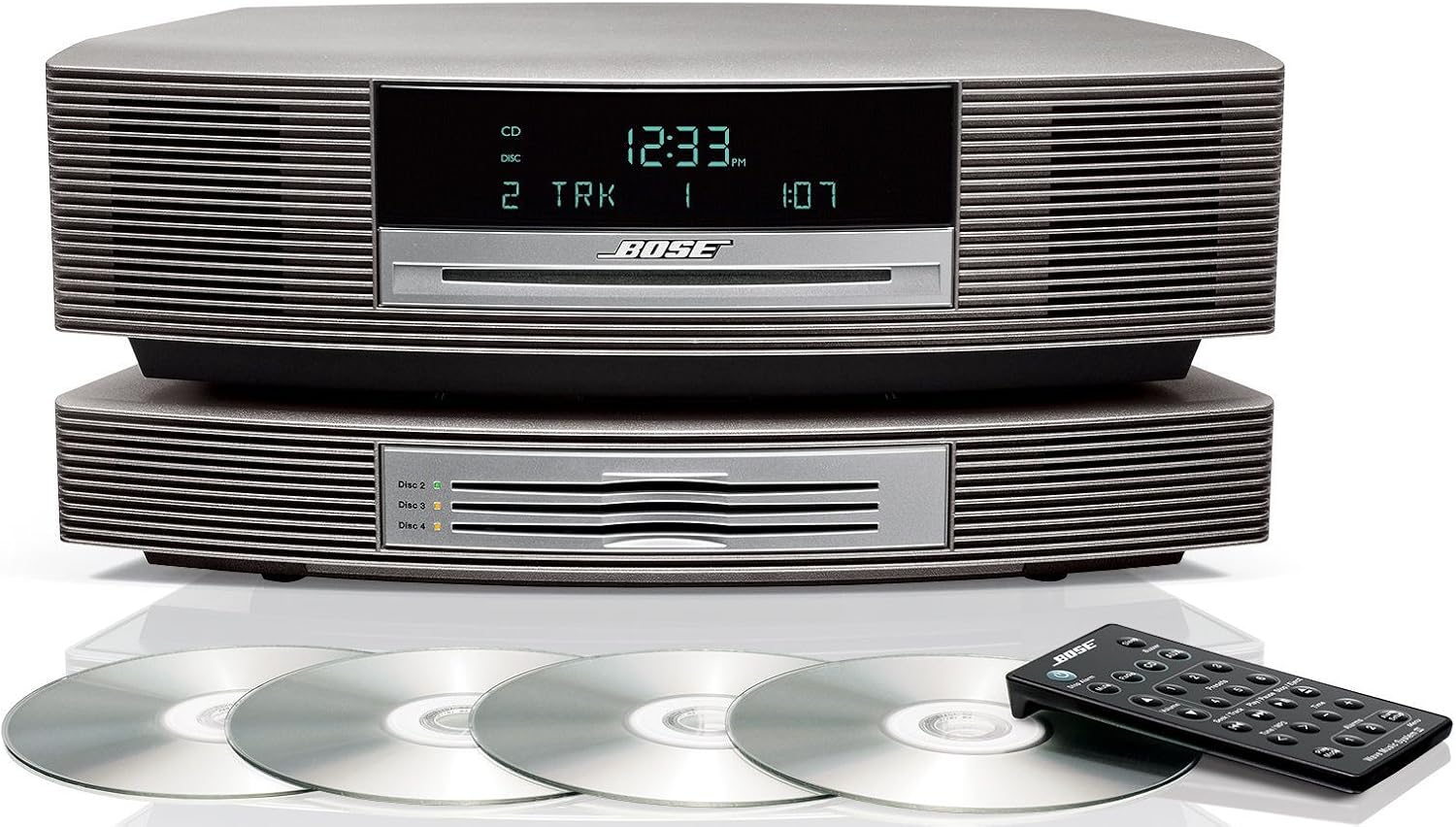 Bose Wave Music System with Multi-CD Changer - Titanium Silver  Compatible with Alexa Amazon Echo (Renewed)