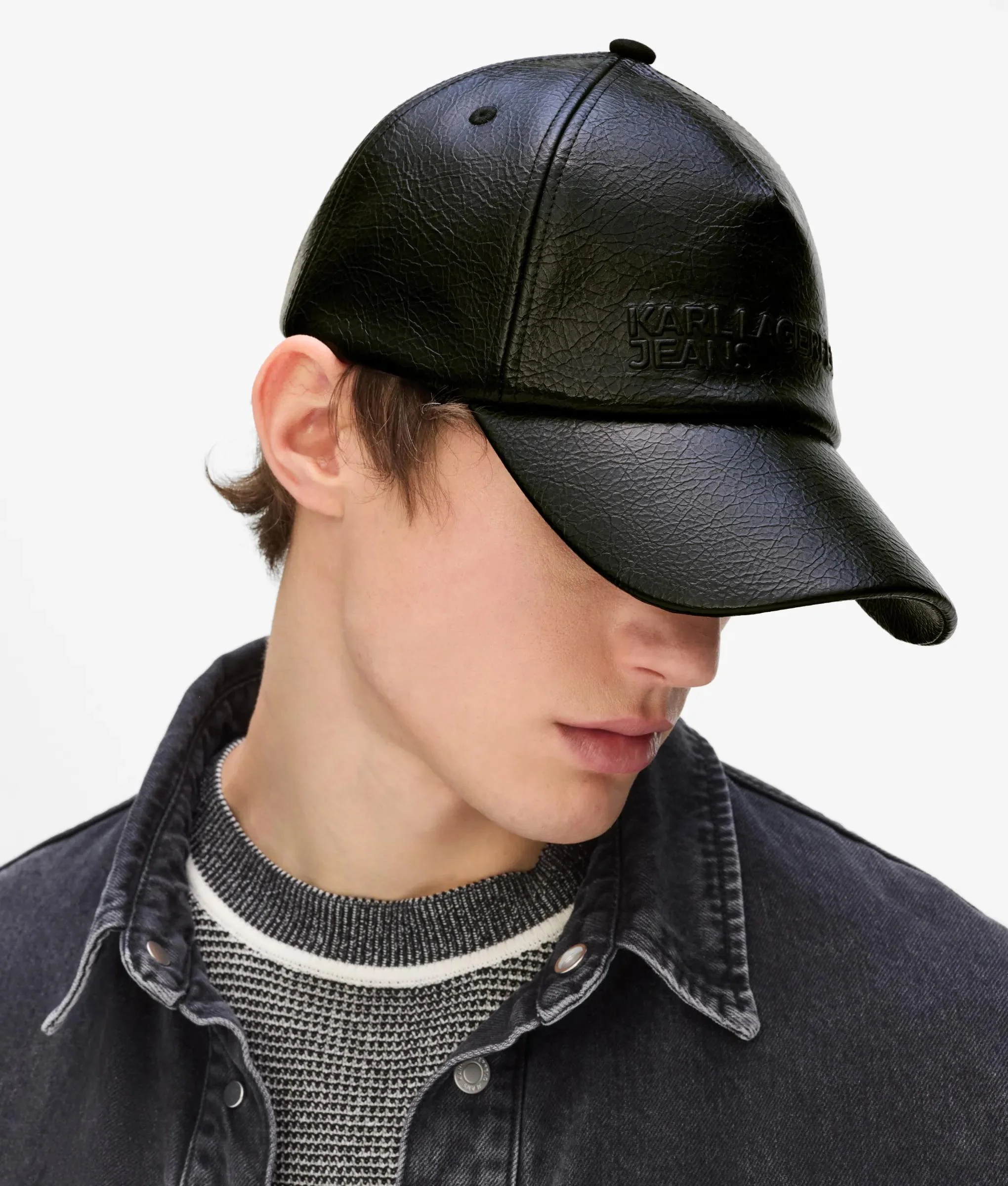 Casquette en simili-cuir craquelé