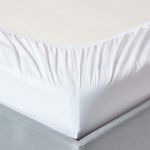 Drap-housse blanc 100% coton égyptien 200 fils 140 x 200 cm - HOMESCAPES