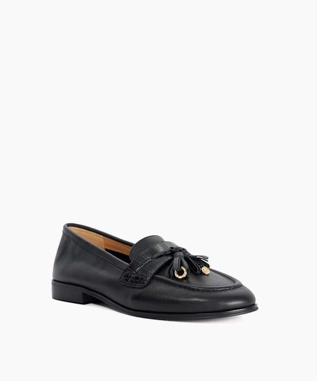 Giavonni Black - Leather Snaffle Trim Loafers