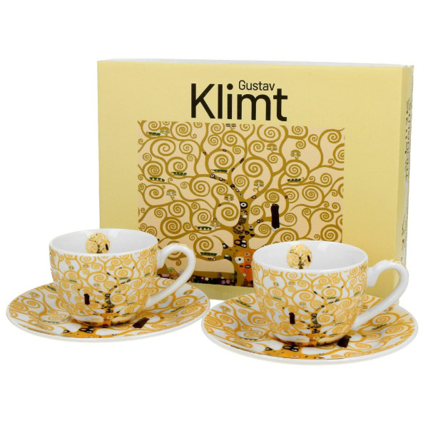 Zestaw 2 filiżanek espresso Klimt Ecru Tree Of Life 90 ml do Kawy Herbaty