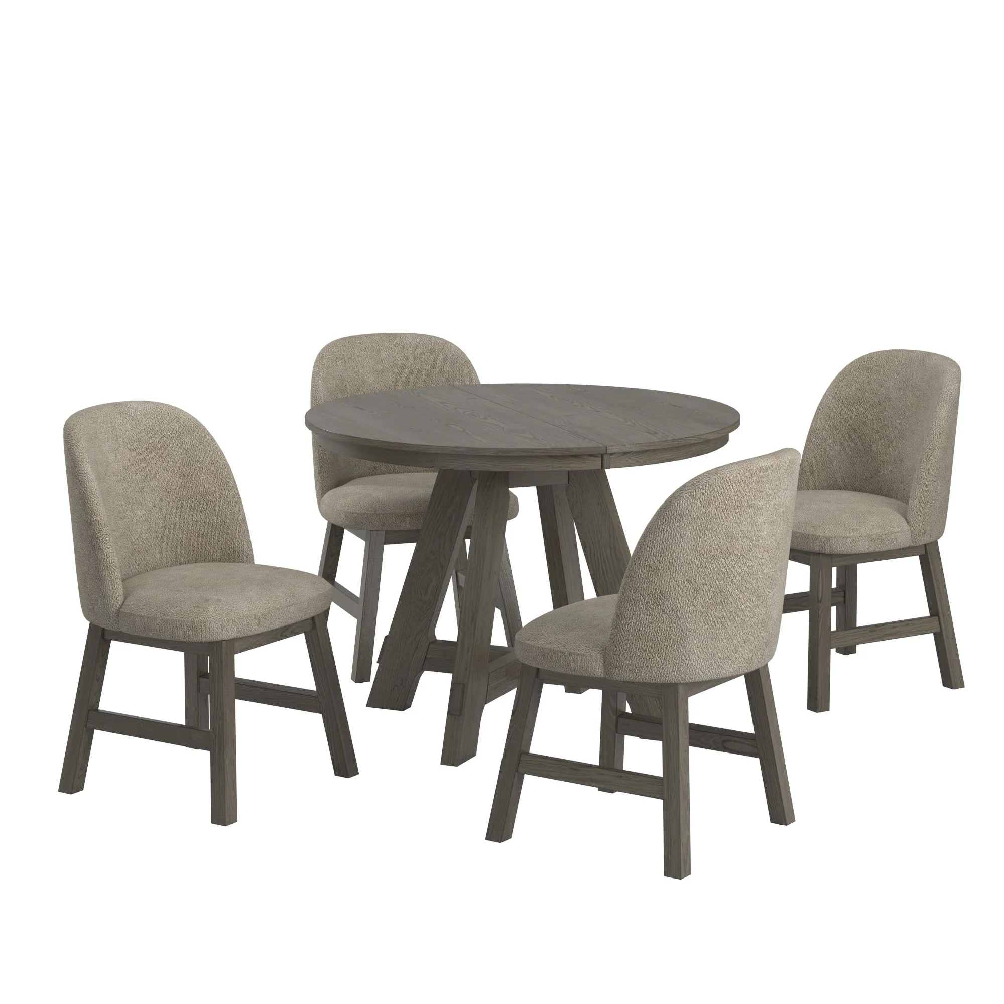 Harstad 42-60 Wood Finish Extendable Round Dining Set with Curved Back Chairs by iNSPIRE Q Modern
