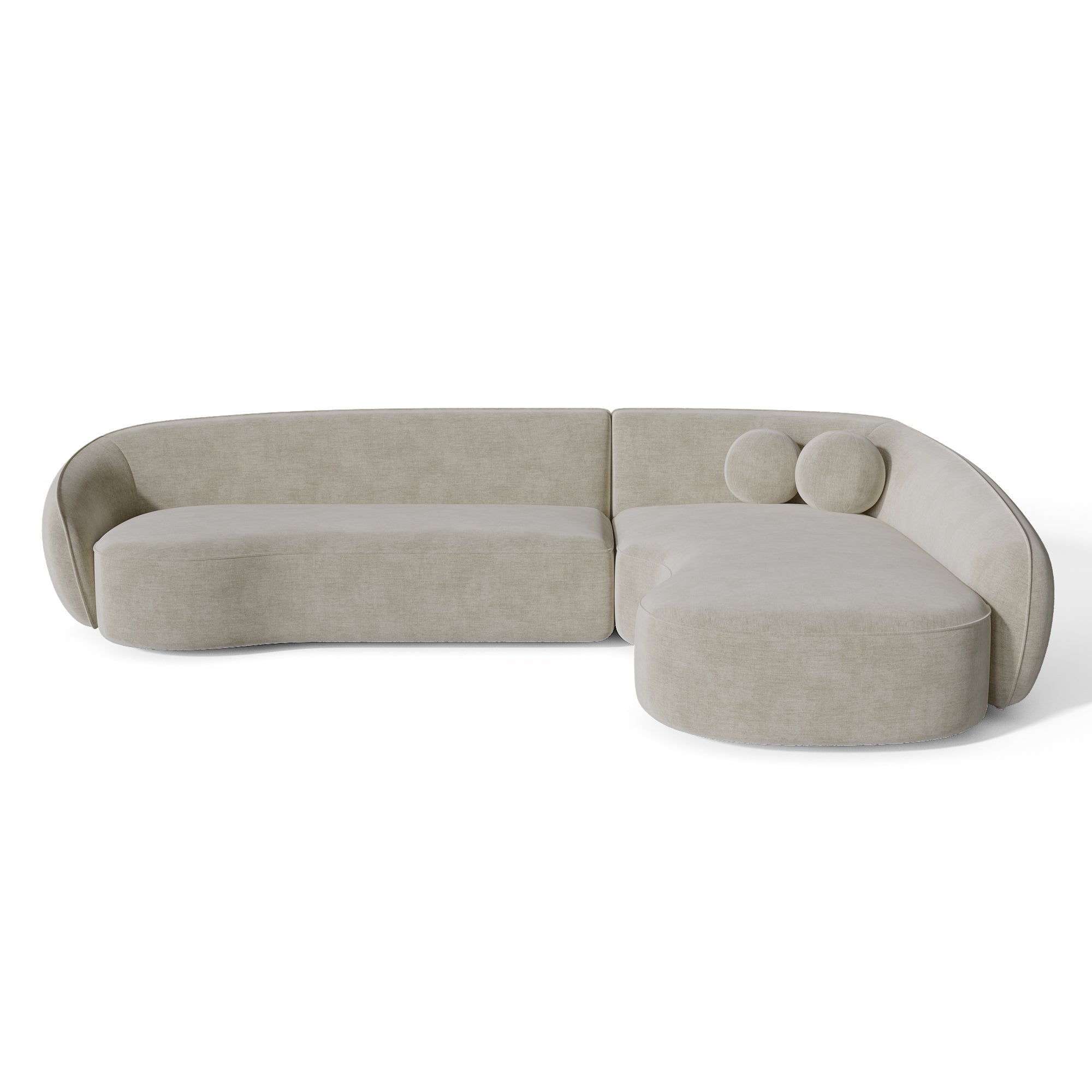 Rechte hoekbanken COOPER 4 personen Zacht geweven stof Crème