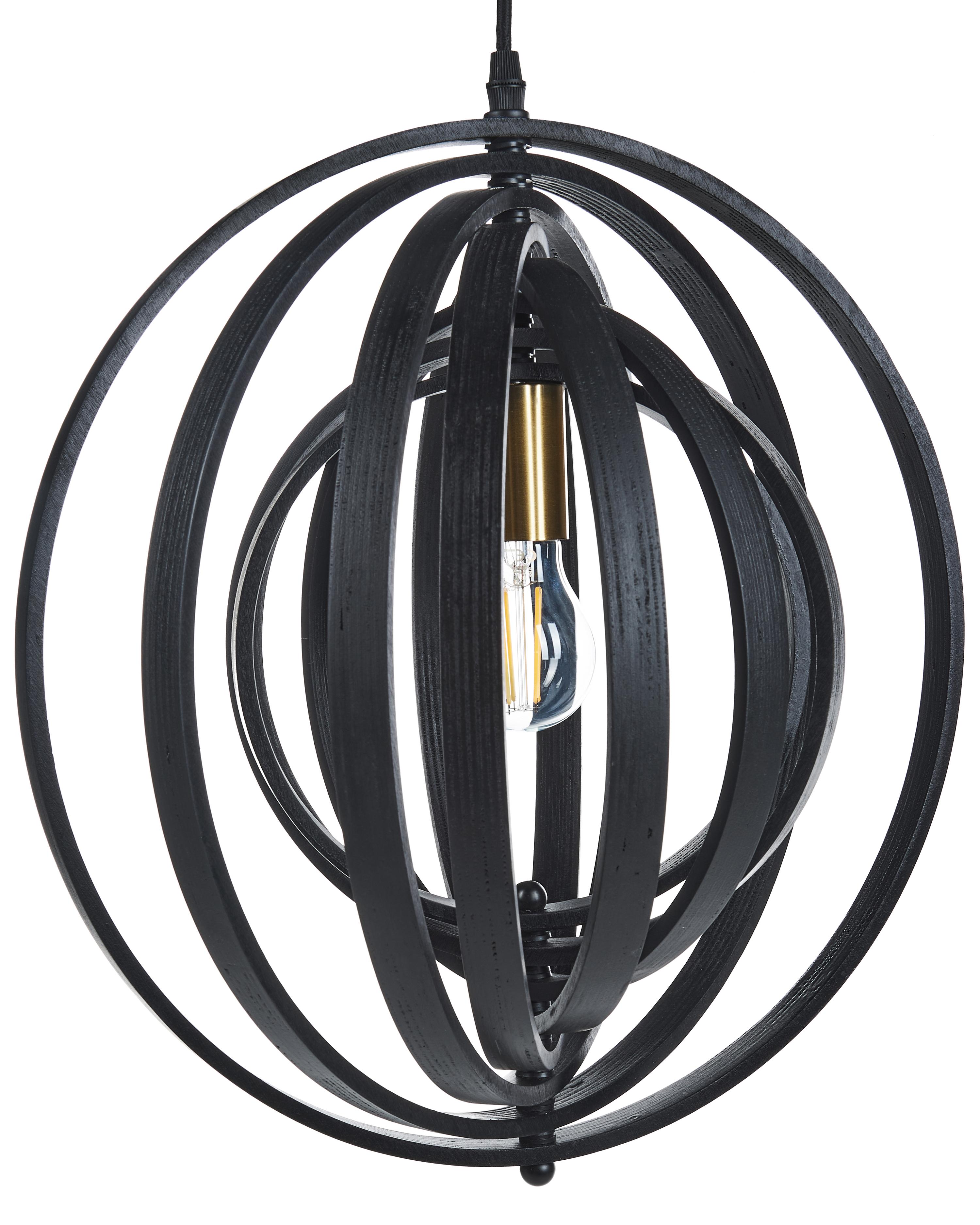 Pendant Lamp MURRELL Poplar Wood Black