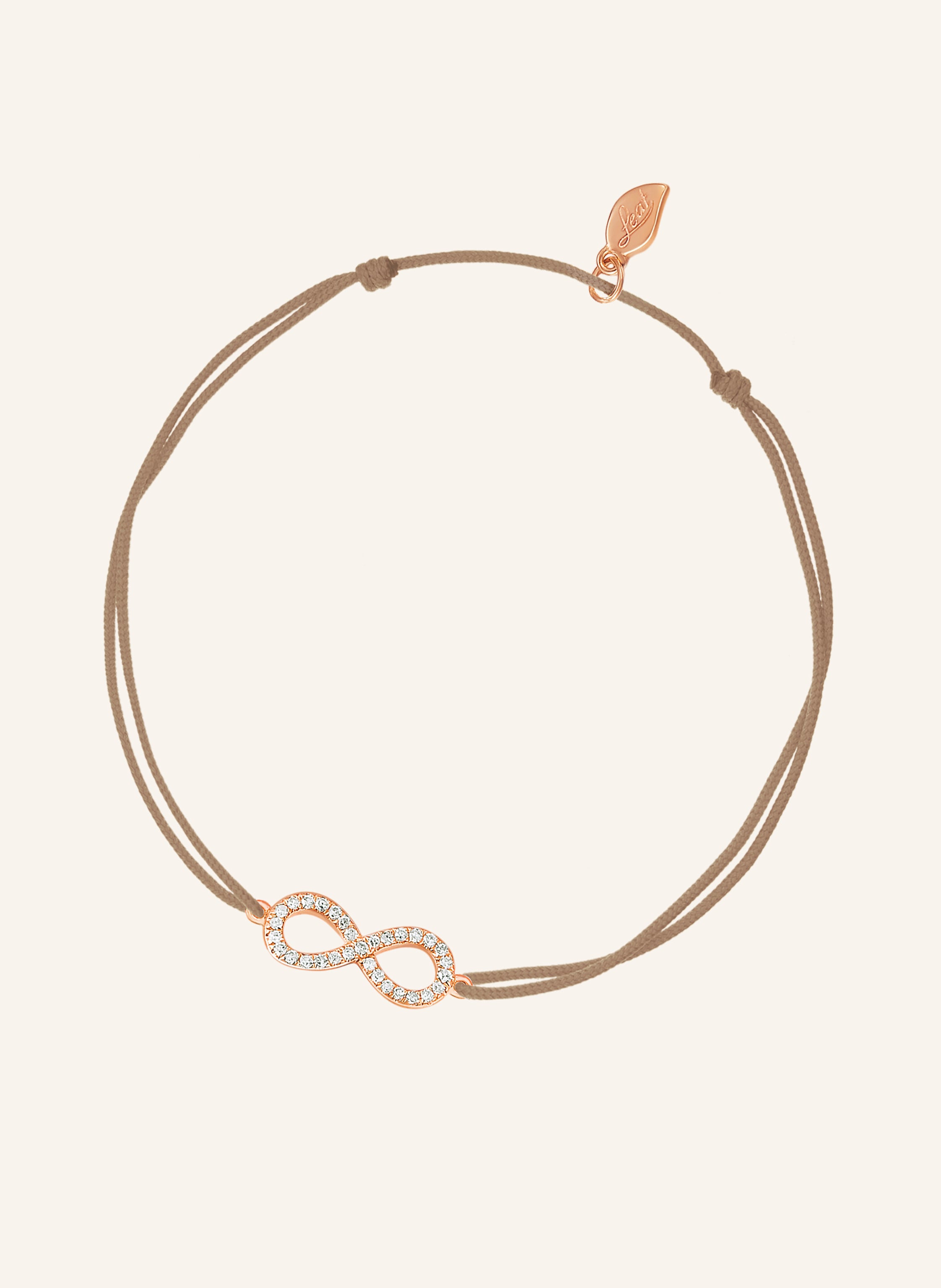 Leaf Freundschaftsarmband INFINITY aus 18 Karat Roségold mit Diamanten