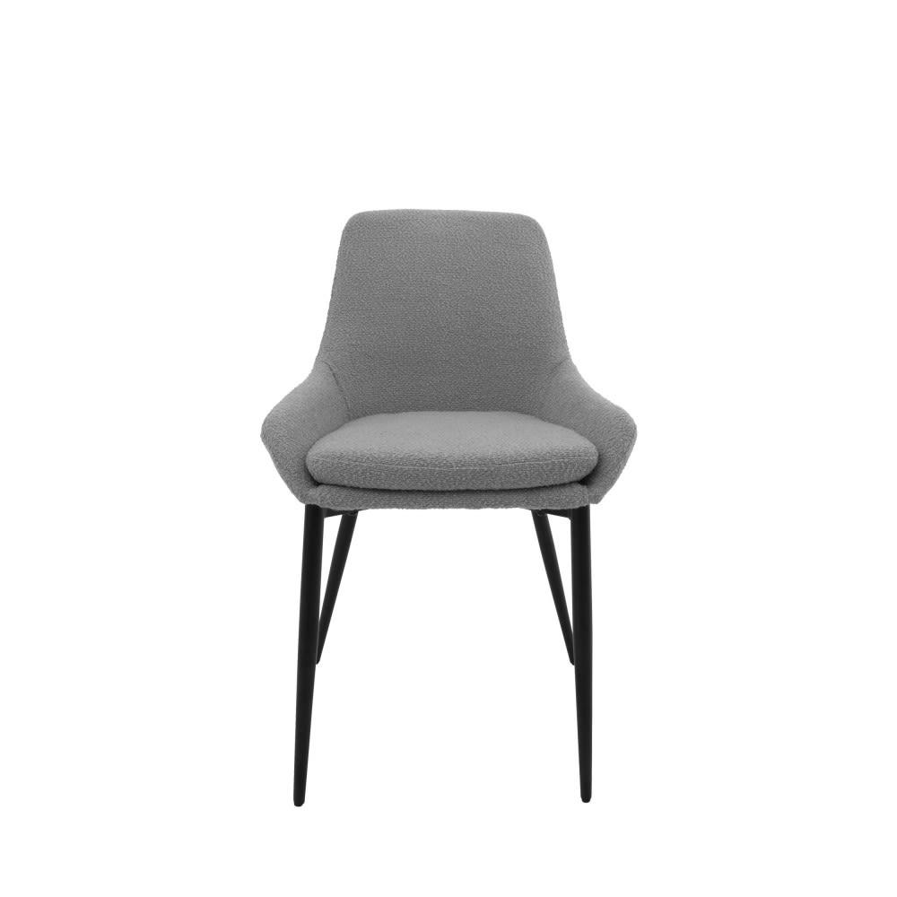 LIV - Lot de 2 chaises en tissu bouclette et métal gris