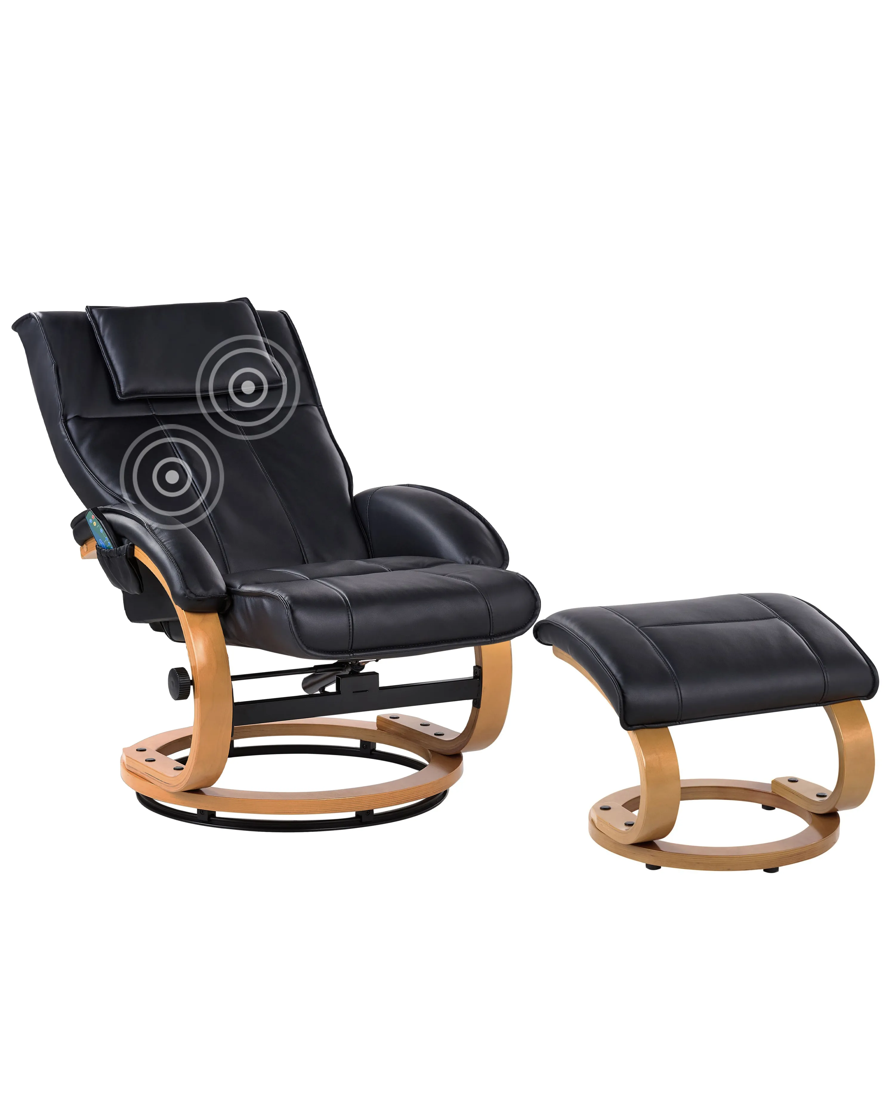 Massage Chair MAJESTIC with Footstool Faux Leather Black