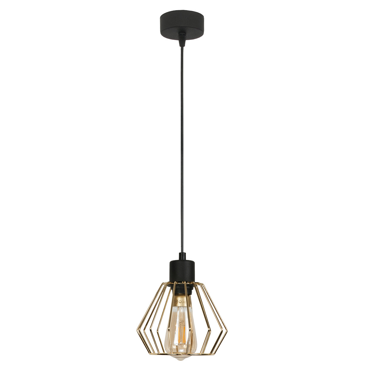 Lampa wisząca zwis EDYLIT loft druciany klosz 1xE27 GIRO 14-305