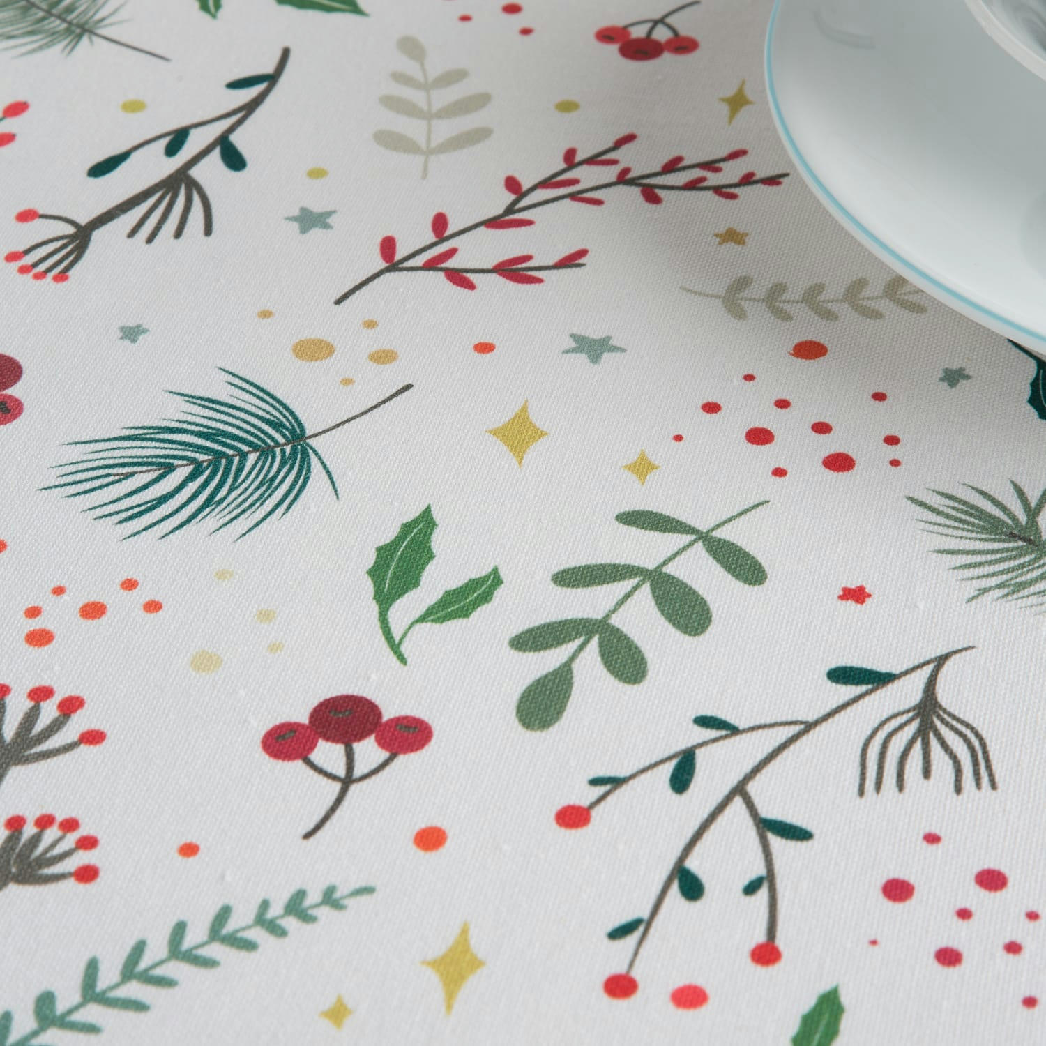 FAMILY - Nappe multicolore imprimée anti-taches coton 140x140 cm