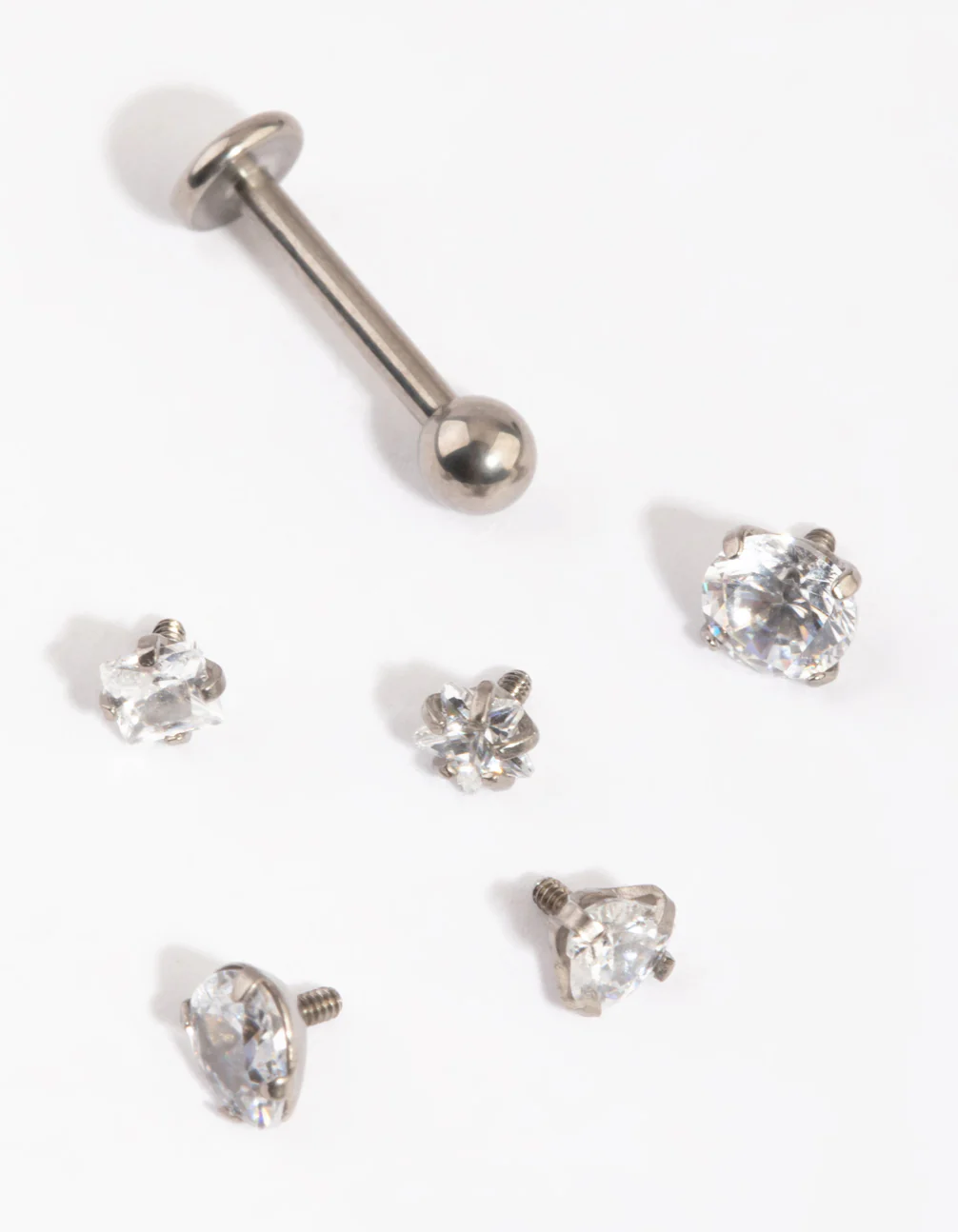 Titanium Single Flat Back Bar & Interchangeable Ends 6-Pack