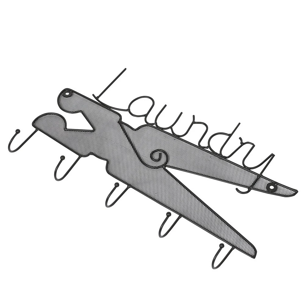 'Laundry' 5-hook Metal Wall-mounted Wall Hanging Organizer