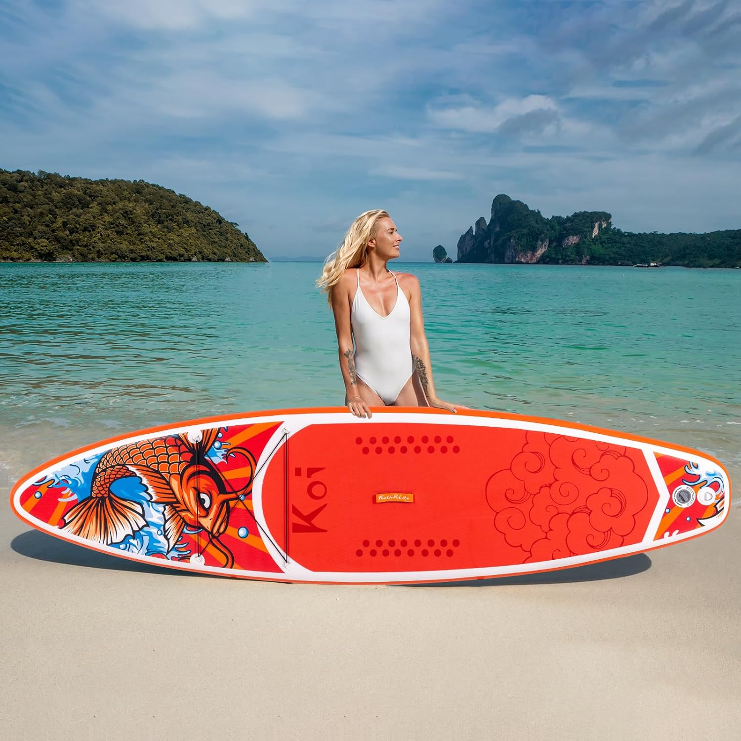FunWater Aufblasbares Stand Up Paddle Board Surfbrett SUP Komplettes Paddleboard Zubehör Verstellbares Paddel, Pumpe, ISUP Reiserucksack, Leine, wasserdichte Tasche, Erwachsene Paddelboard