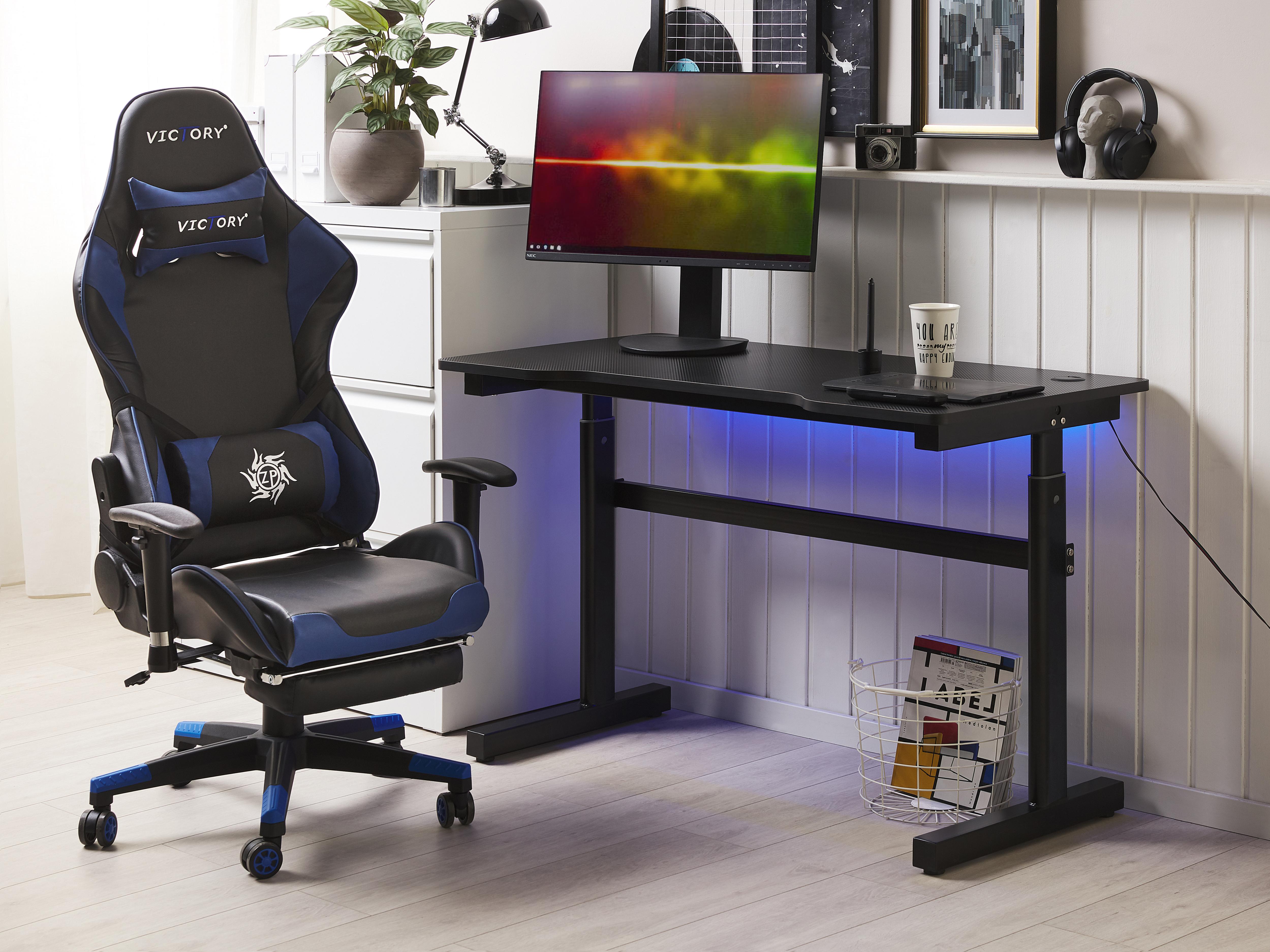 Manual Adjustable Gaming Desk DURBIN Black 120 cm 60 cm RGB LED