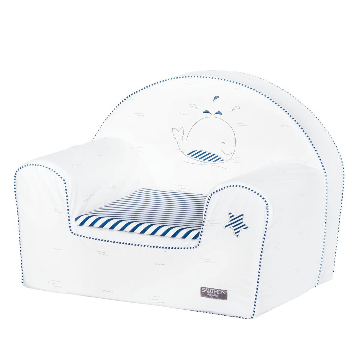 BLUE BALEINE - Fauteuil club pour enfant en coton blanc