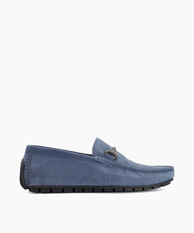 Brackon Blue - Snaffle Trim Suede Loafers