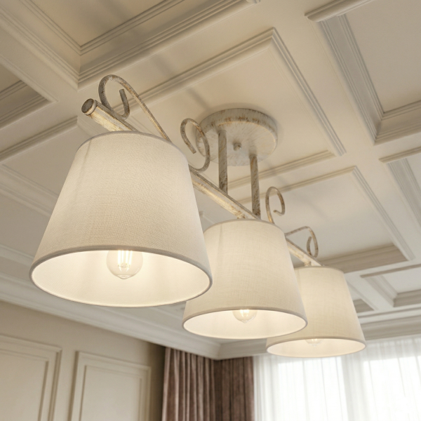 Lampa sufitowa biała nad stół vintage EDYLIT 3xE27 METTE 9-892/B2