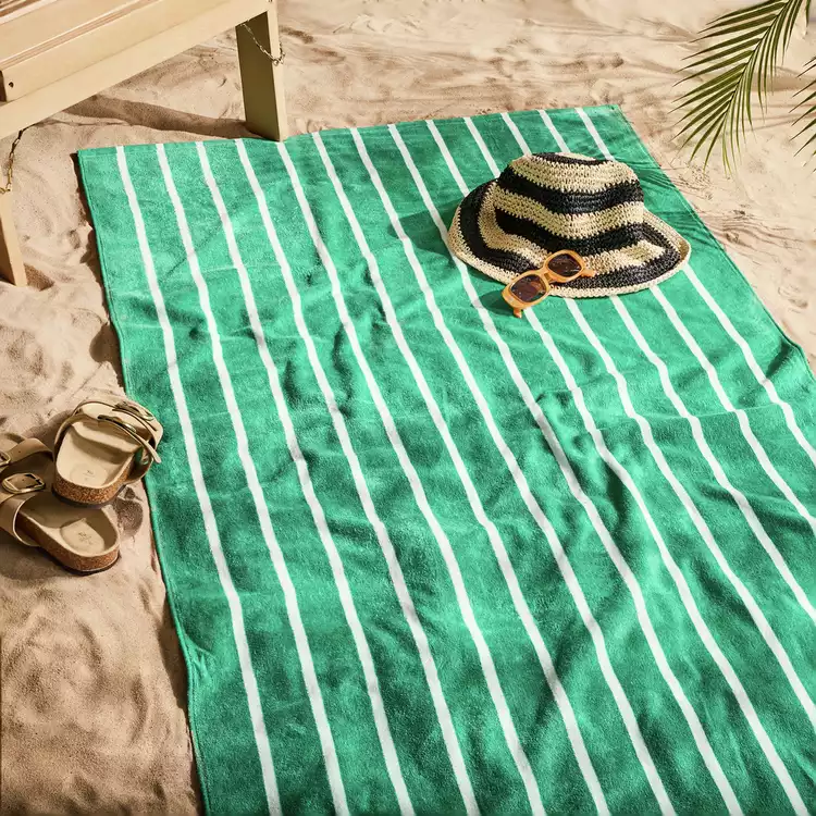 Habitat Green Skinny Stripe Beach Towel