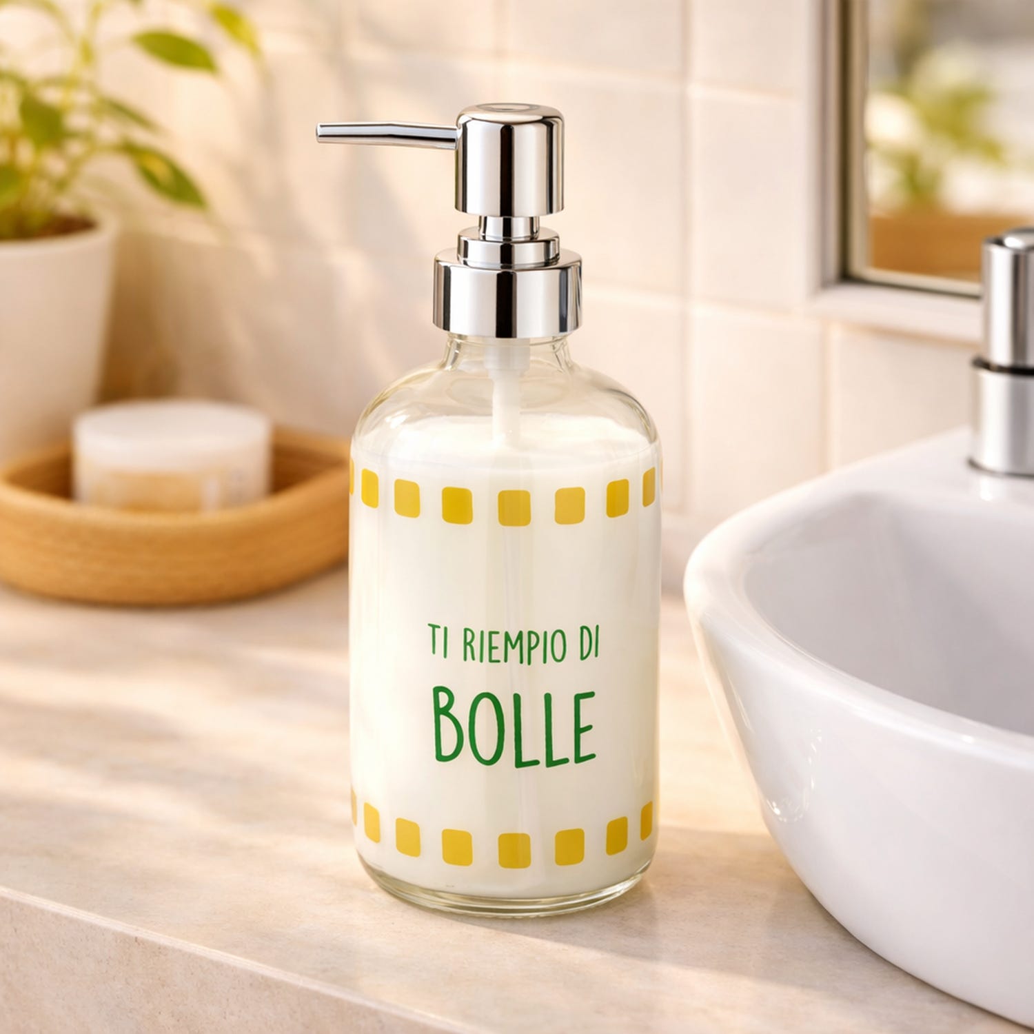 Dispenser sapone vetro 500 ml Bolle Color Bloom