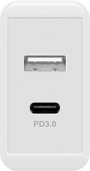 Double chargeur rapide USB QC3,0 28W - Blanc - Goobay