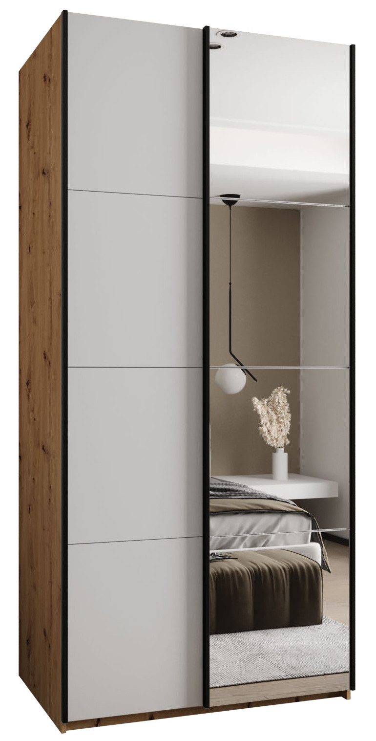 Szafa przesuwna 64 wysoka Lux 3 110 artisan biały czarny