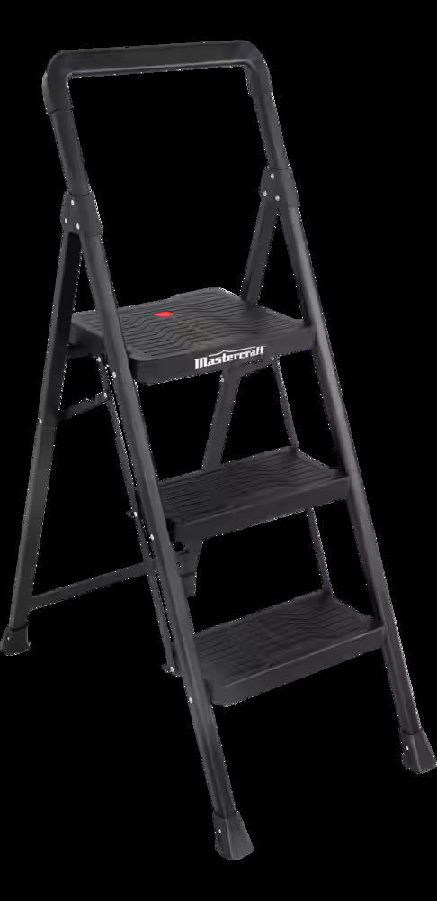 Mastercraft 3-Step Metal/Plastic Folding Step Stool, 250-lb, 3.9 ft