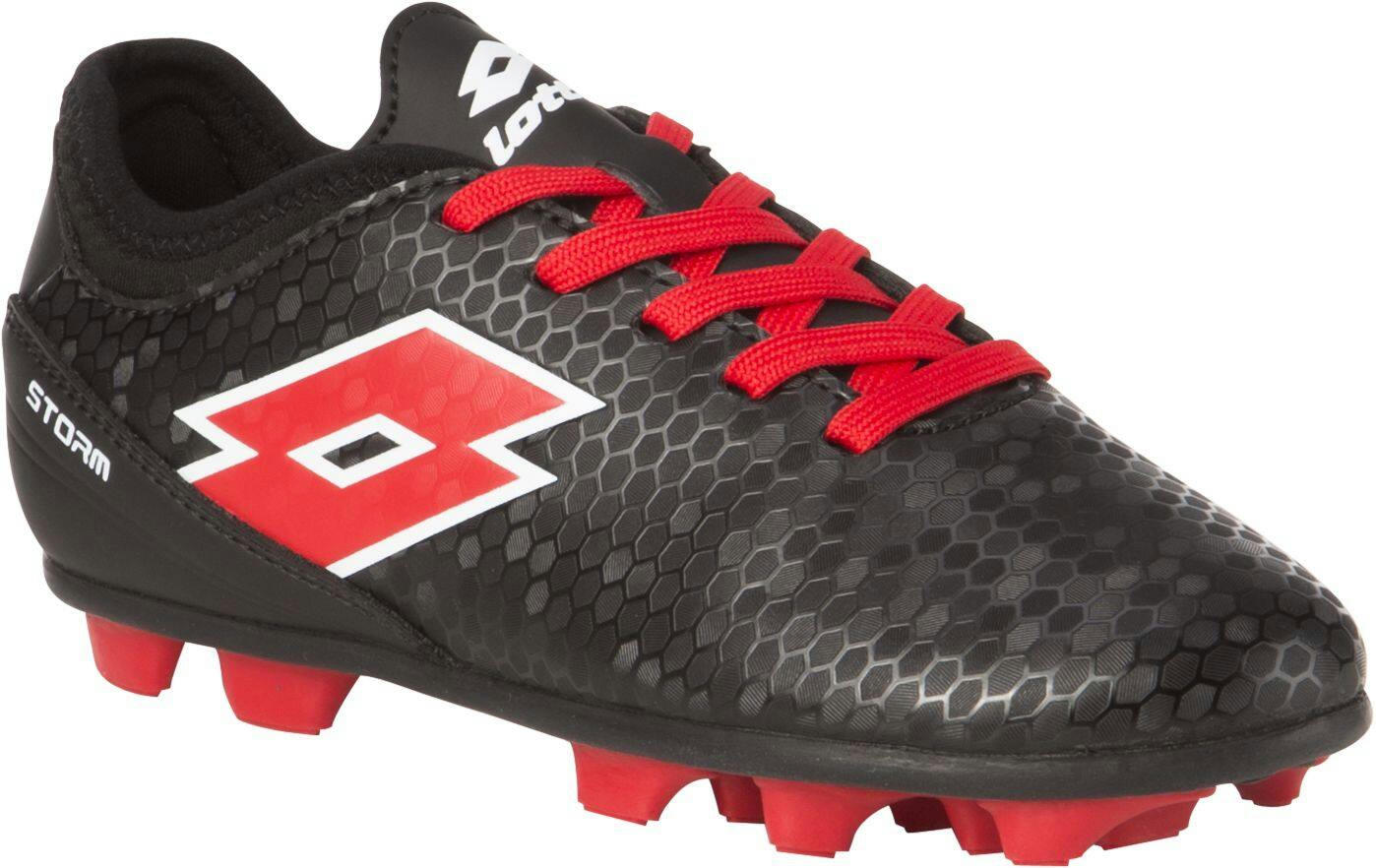 Lotto Storm Kids' Firm Ground Soccer Cleats/Shoes, Black/Red, Assorted Sizes