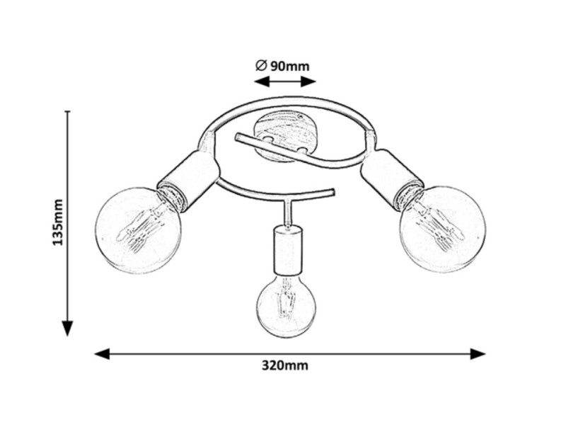 Lampa sufitowa czarna Pablo 3xE27x40W wym: 13,5x32x13,5 cm Rabalux