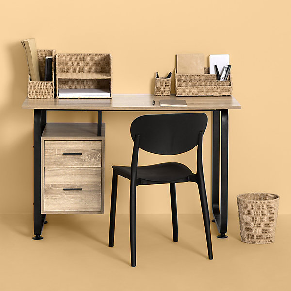 Corbeille de bureau Kord en papier tressé - Beige- 5five