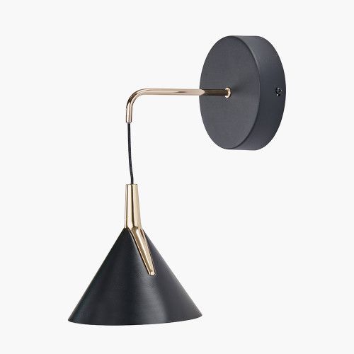 Ruma Matt Black and Gold LED Wall Light