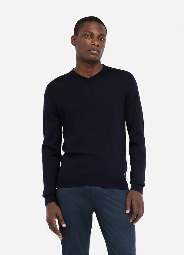 Maglia 100% lana scollo a V