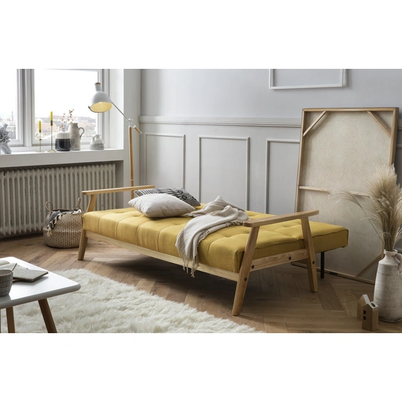 Schlafsofa, Breite: 190 cm, senffarben/natur