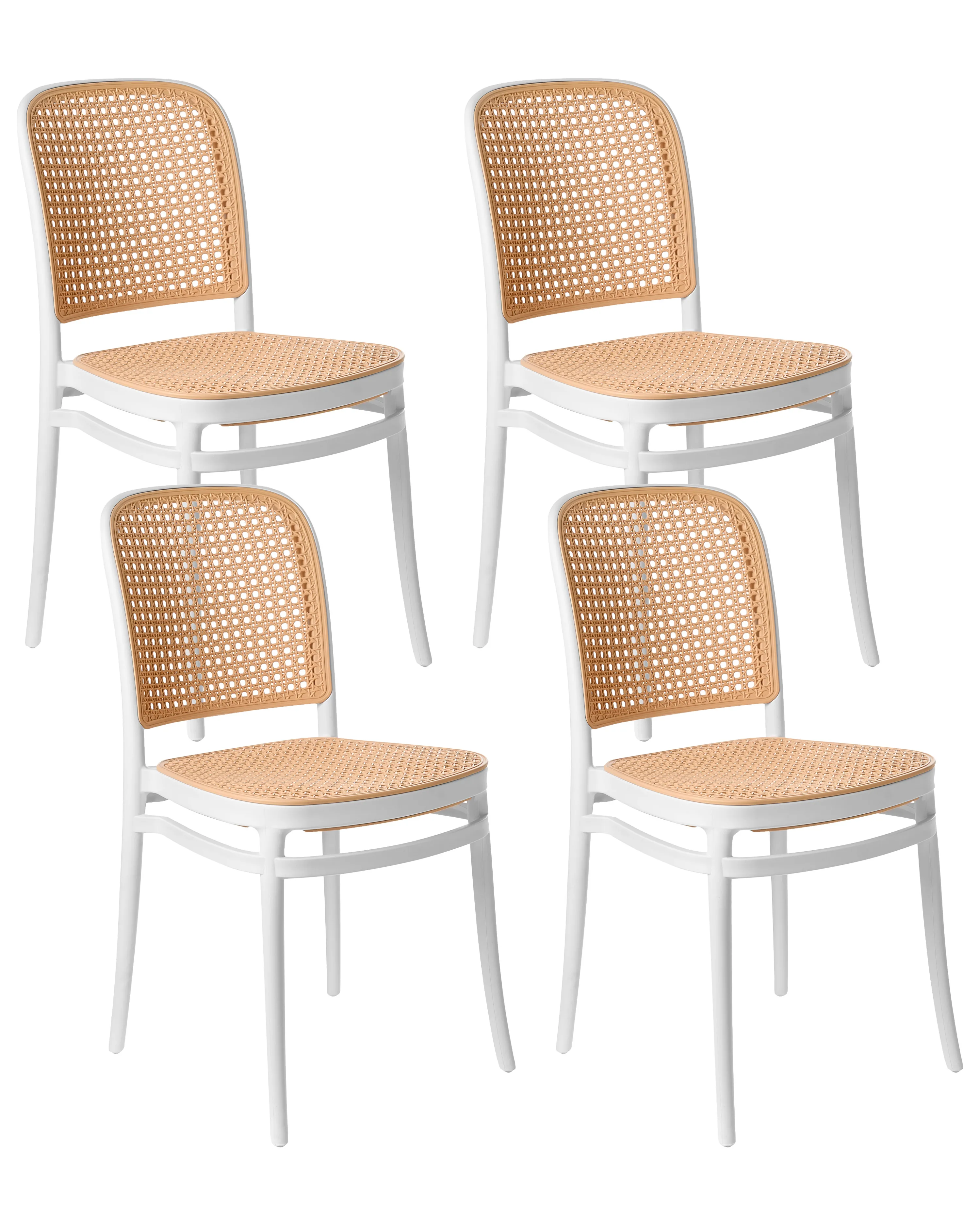 Set of 4 Garden Chairs PLOSE White/ Beige